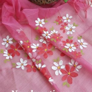 Hand Painted Duppata - Pink